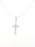 Sterling Silver CZ Lined Cross Necklace with 18 inch Snake Chain