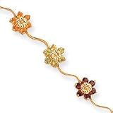 14k 7 Inch Genuine Fancy Floral Gemstone Rainbow Bracelet - Lobster Claw - JewelryWeb