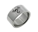 10mm Wide Mens Titanium Winged Dragon Band Ring (size 8,9,10,11,12,13)