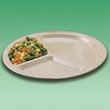 Melamine 3-Compartment Plate Tan 10'' 2 Dozen per case, 24/CS