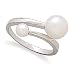 Rhodium Plated Wrap Ring with 2 Cultured Freshwater Pearls