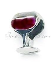 Sterling Silver Enamel Wine Glass Zable Bead Charm BZ1466