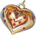 Puffed Heart in Heart Frame, 14K Gold Charm