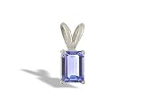 14K White Gold Genuine Emerald-cut Tanzanite Pendant