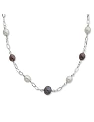 Sterling Silver Grey & Black Freshwater Cultured Pearl w/2in ext. Necklace