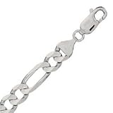 14k White Gold 20 Inch X 8.3 mm Figaro Chain Necklace