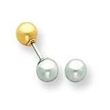 14k Two-tone Reversible 5mm Ball Screw Earrings