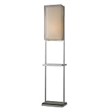 Dimond D1411 Exeter Floor Lamp in Chrome and Black Granite with Double-framed Silver Organza Outer Shade and Pure White Inner Shade