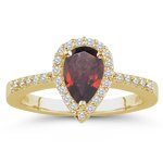 0.25 Cts Diamond & 3.50 Cts Garnet Ring in 14K Yellow Gold