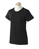 Custom embroidered golf ball design on ladies t-shirt, M, black