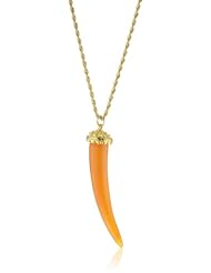 Kenneth Jay Lane Amber-Color Tusk Pendant Necklace Gold Chain Necklace