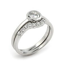 Elegant Bezel CZ Wedding Set