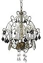 101147245 Tuscan Satin Antique Gold Leaf 4-Light Clear & Deep Purple Crystal Mini Chandelier