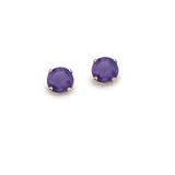 14k Yellow Gold Four Prong 4mm Genuine Amethyst-February Stud Earrings