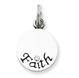 Sterling Silver Antiqued Swarovski Crystal Faith Charm