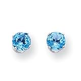 14k White Gold 5mm Blue Topaz Stud Earrings