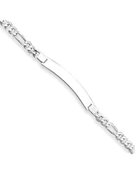 Sterling Silver ID Figaro Link Bracelet QFD120-8"