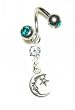 Silver Moon & Star Belly Button Ring Twisty