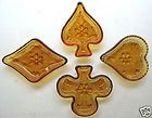 Detail image VINTAGE *Tiara* AMBER Glass SHAPED Trays *ALL 4* (Use for ashtray, mints or nuts, trinkets, etc.)