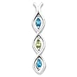 14K White Gold Sky Blue Topaz and Peridot Pendant