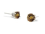 14K White Gold Genuine Round Smoky Quartz Stud Earrings