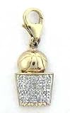 Basketball & Net, 14K Gold Diamond Charm
