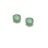 14k Yellow Gold Four Prong 4mm Genuine Emerald -May Stud Earrings