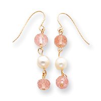 Sardelli   14k Rose Quartz & Cultured Pearl Dangle Earrings