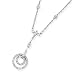 14K White Gold Diamond Circle N Circle Necklace D.34tw