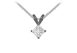 14K Black Gold : Princess-cut Diamond Solitaire Pendant - 0.75 CT TW.