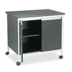 Safco 1872BL Deluxe Two-Door Steel Machine Stand, 32w x 24-1/2d x 30-1/8h, Black