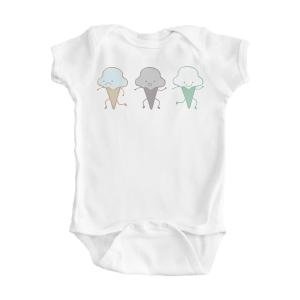 Boy's White Dancing Ice Cream Cone Design Organic Onesie