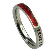 True Love Waits JULY Birthstone Ring, 1 Timothy 4:12, Princess Cut, Girls Size 7