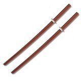2 Natural Bokens Wood Practice Swords, Wooden Daitos Training Katana - 