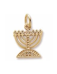 Rembrandt Charms, Menorah Charm in Solid Sterling Silver or Gold