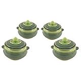 Celadon ceramic bowls with lids, 'Andaman Sea' (set of 4)