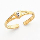14k Yellow Gold .01ct Diamond Heart Toe Ring