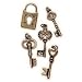 Lost & Found Metal Charms: Key #1 Asst., Gold, 5/Pkg.