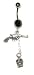 Belly Button Ring with Pistol and Skull