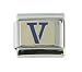 18K gold and steel Italian-Charm Initial V Blue enamel