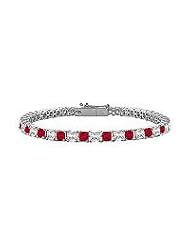 Ruby and Diamond Tennis Bracelet : 14K White Gold - 5.00 CT TGW