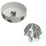 German Short-haired Pointer Paw Print Bowl, Porcelain by Rosalinde (7 in. x 2.5 in. deep)