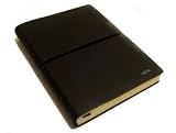 Ciak Small Black Leather Journal, with lined ivory cream paper