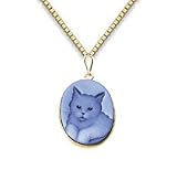 Genuine Agate Cameo Cat Pendant - B0000T7BNU