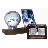 BCW Woodbase Baseball & Card Holder (Real Walnut) - Combo Ball & Card Display - Sports Memoriablia Display Case - Sportscards Collecting Supplies