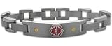 Men's Adjustable Titanium & 18 Karat Yellow Gold Medical ID Bracelet