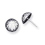 14k White Gold Polished Diamond-Cut Half Ball Post Earrings