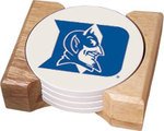 Duke University Blue Devils 4 Absorbent Coaster Gift Set With Wooden Holder