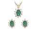 Oval Flower Emerald and Diamond Set
