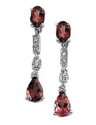 Ann Harrington Jewelry 14k White Gold .07 Ct Tw Diamond And 5x3 , 6x4 mm Genuine Pink Tourmaline Vintage Style Earrings